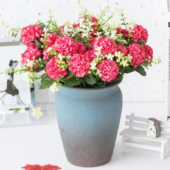 1 Bouquet Fake Flowers Charming Long-lasting 5 Heads Realistic Artificial Hydrangea Bouquet Garden Supplies