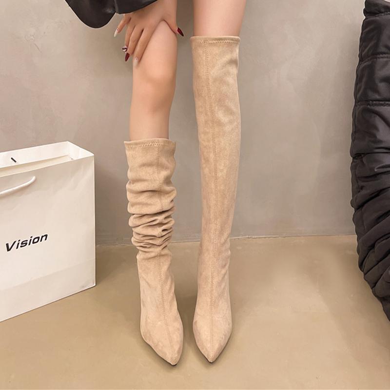 Fashion High Boots for Women High Heels Pointed Toe Shoes Fashon Sexy Elegant Pumps Winter Woman 2025 New Luxury Chelsea Botas De Mujer