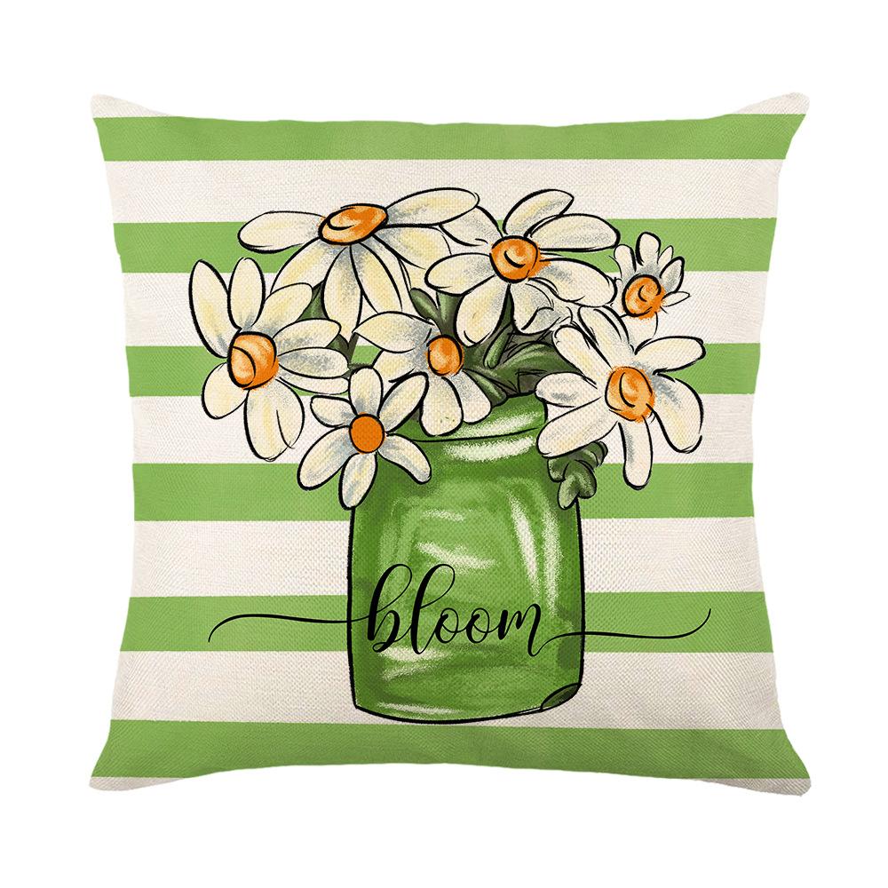 

Home Spring Floral Pillow Cover Polyester Letter Print Sofa Cushion Cover Bedroom Cushion Cover 45 * 45Cm (without pillow core)