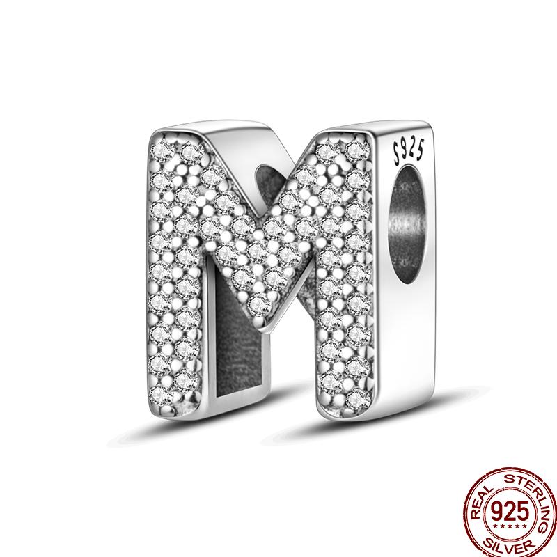 Copper 26 Letter Copper Series Shiny Zircon Lucky Letter Beads Charm Suitable Fit 3Mm Original Bracelet