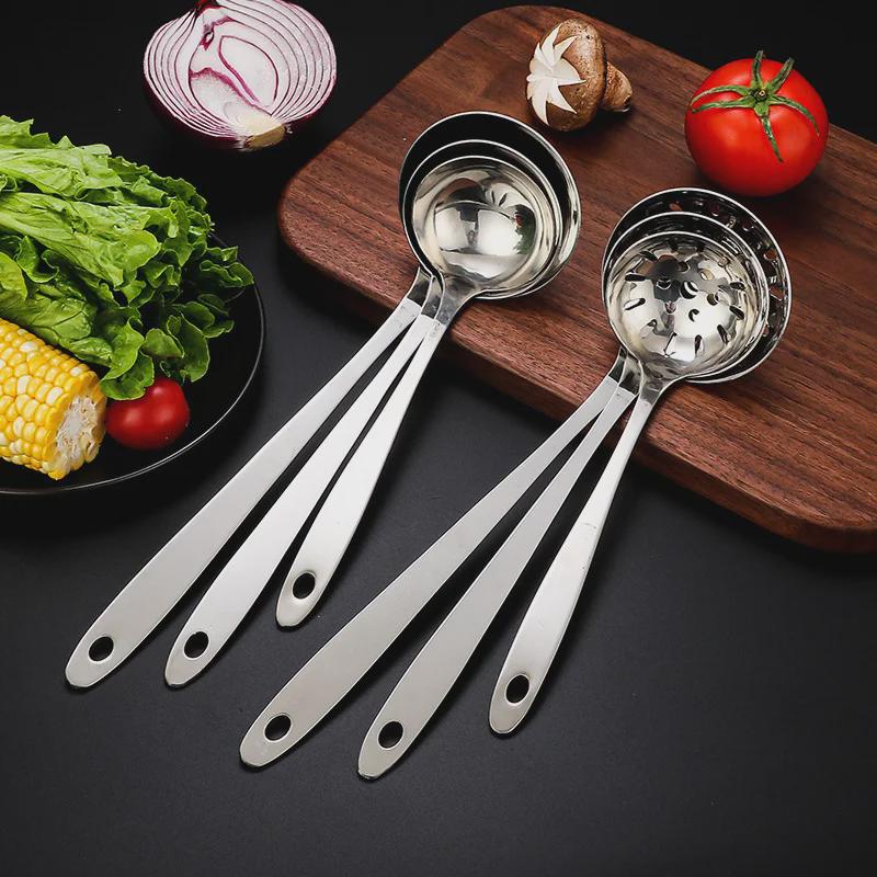 Exquisite Series Long Handle Stainless Steel Soup and Colander Spoon