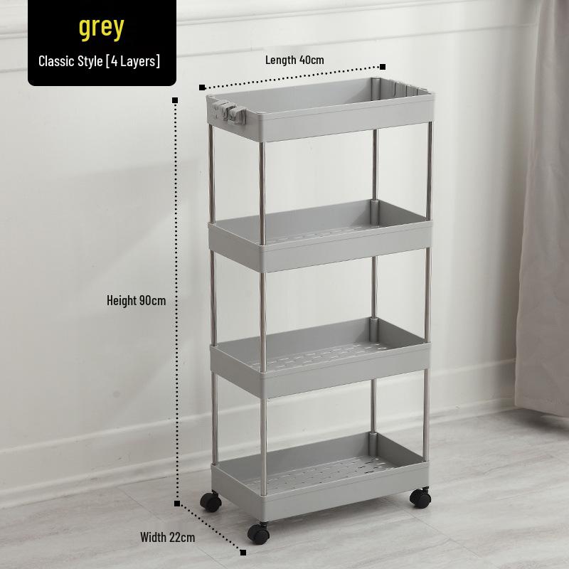 Bathroom & Kitchen Multi-layer Floor-standing Storage Trolley Shelf