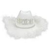 Handmade Wedding Party Cowgirl Hat with Pearl BRIDE Letter Bridal Western Fedoras Hat with Plush Trim for Photography