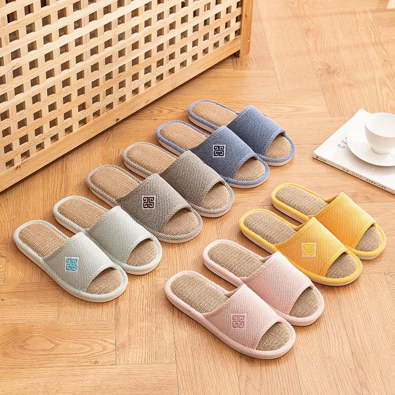 Linu čības sieviešu pārim vasaras iekštelpu mājas birojam četru sezonu kokvilnas lina koka grīdai pavasara un rudens čības vīriešu