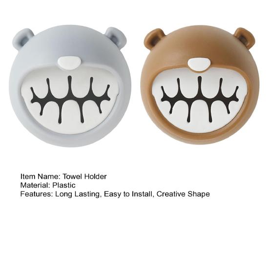 1/2Pcs Cartoon Bear Towel Storage Rack Self Adhesive Towel Hanger Strong Load-bearing Easy To Install Towel Clip Organizer
