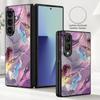 Watercolor Marble Case For Samsung Galaxy Z Fold 8 Ultra 7 6 5 Fold8 Fold7 Fold6 Luxury Leather Skin Hard Folding Phone Cover