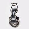 Fashion Fashion Leopard Print Round Toe Design High-heel Sandals Women Sexy Open-toe Ankle Strap Buckle Pumps Elegant Banquet Dress Shoe