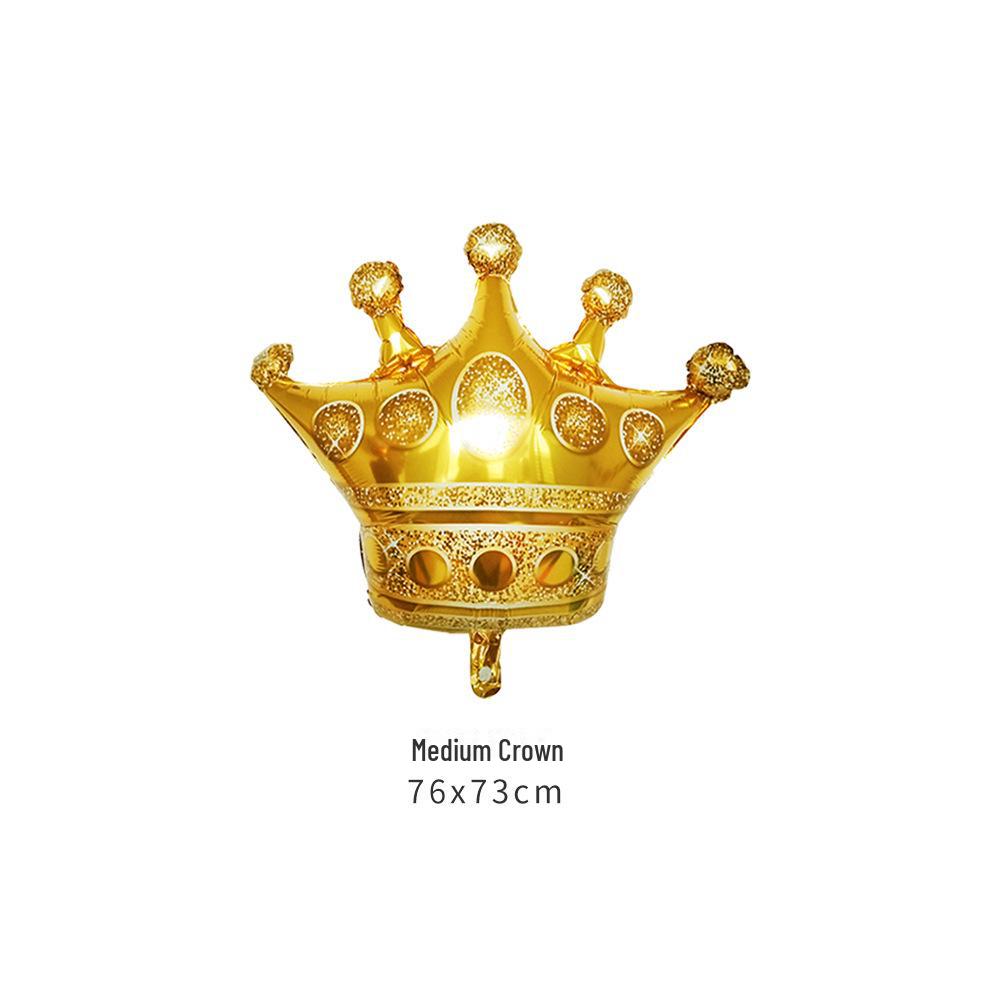 Gold Crown Balloon Set - Large, Medium, and Small Sizes for Birthday Decoration