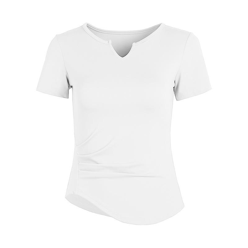 

Обтягивающие спортивные топы женские с коротким рукавом сексуальные обтягивающие фитнес-одежды быстросохнущие футболки для йоги XL белый