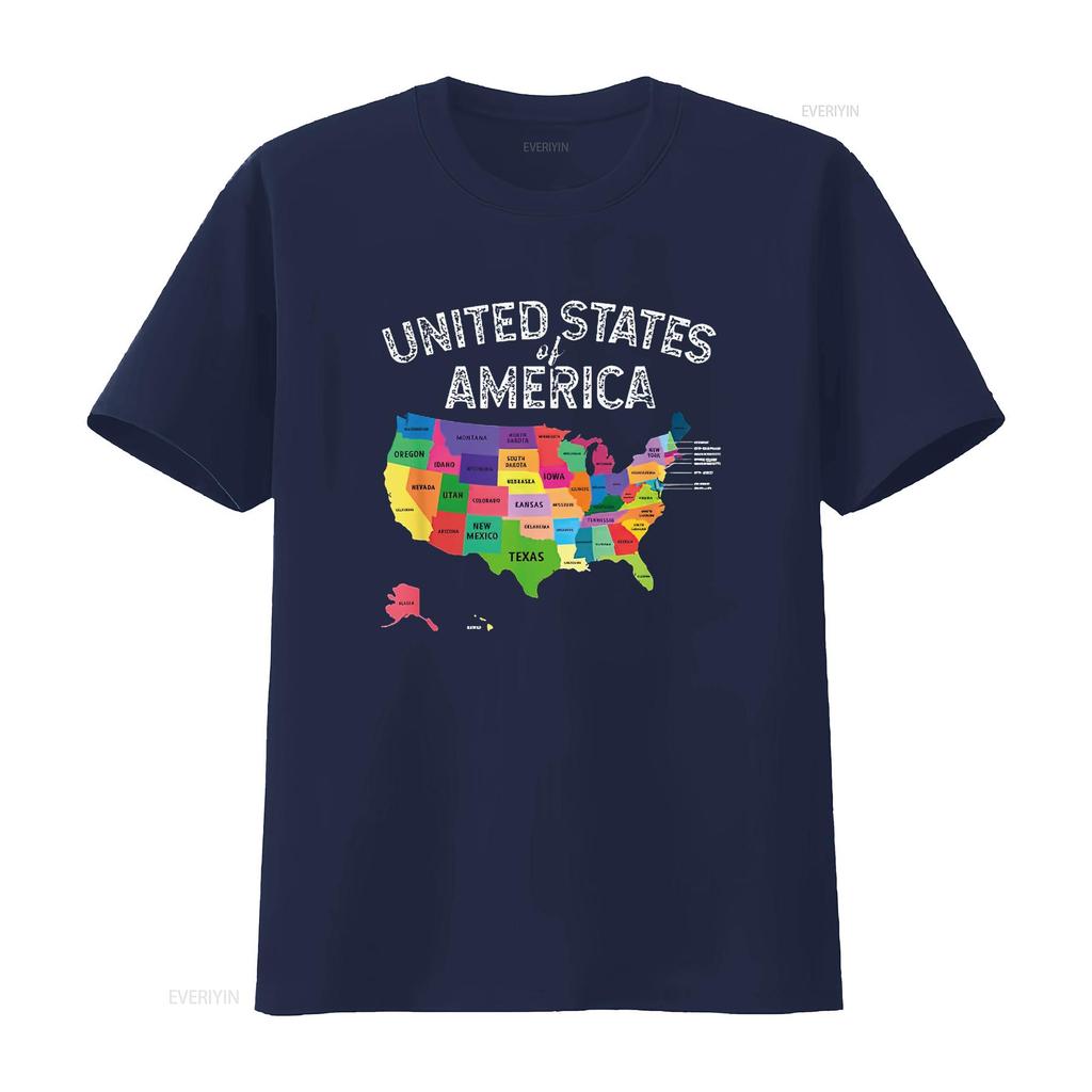 Verenigde Staten Kaart T-shirt USA voor mannen vrouwen kinderen vintage Gewassen designer kleding grafisch Veelzijdig Rekbaar Comfortabel