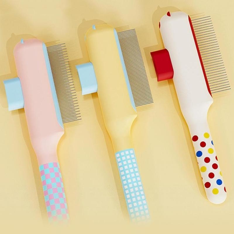 Cat Hair Remover Comb Flea Comb Multifunctional Pet Brush Self-Cleaning Cat Grooming Brush With Stainless Steel Teeth Cat Combs