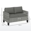 Two-Seater Rattan Outdoor Sofa - Light Grey