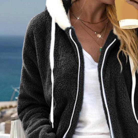Sherpa Jacket for Women Winter Fuzzy Zip Up Fleece Sweatshirt Casual Warm Drawstring Hooded