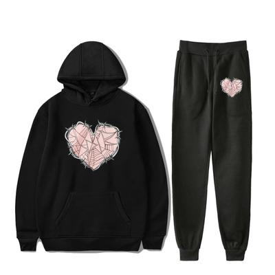 Liebe Herz Muster Druck Männer Frauen Trainingsanzug Sets Casual Hoodie Und Hosen 2 stücke Sets Übergroßen Sweatsuit Mode Paar Kleidung