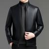 Lederjacke Frühling und Herbst Stehkragen Lederjacke Herren Freizeit Mittleren Alters Papa Bekleidung Schafslederjacke Mantel