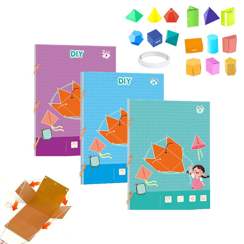 Pull String 3D Geometry Learning Book,3D Geometry Learning Book With Braided Rope Design Teach Volume & Surface Area Formulas
