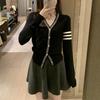 Korean Elegant V-Neck Knit Cardigan – Slim Fit, Long-Sleeved, Early Autumn Sweater for Women