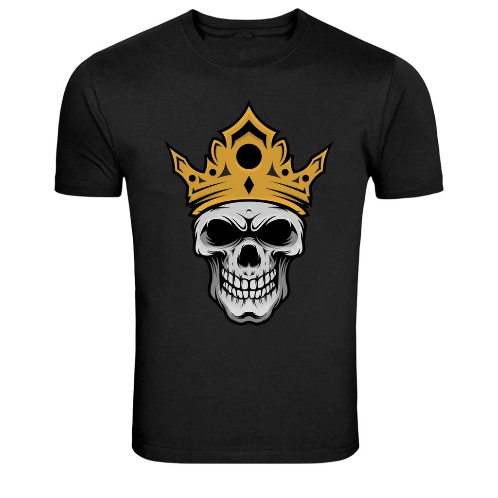 King Skull Crown Graphic T-Shirt Gothic Royal Skeleton Tee