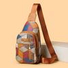 Farbblock Brusttasche Damen Print Schultertasche Umhängetasche Mehrfachtasche Handytasche