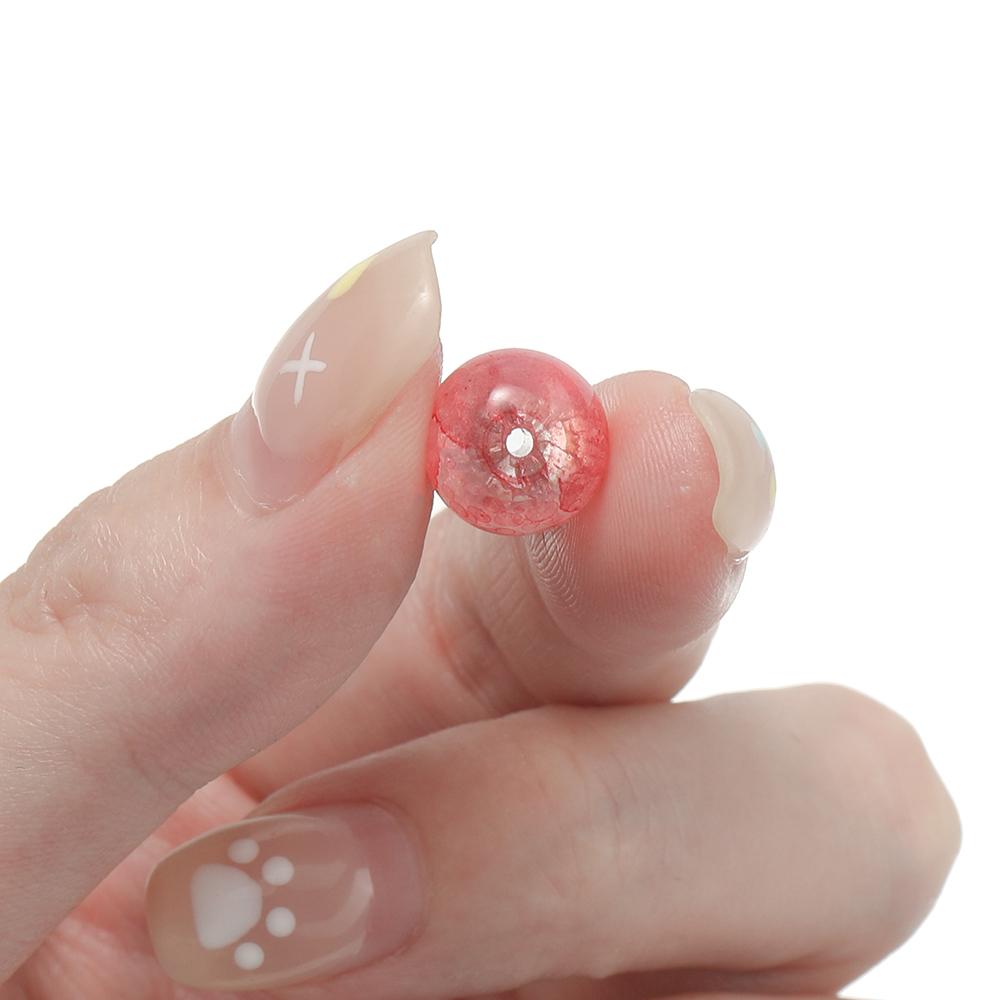 20/50pcs Crackle Flowers Glass Beads 10mm Round Spacer Loose Bead for DIY Bracelet Necklace Jewelry Making Accessories Supplies