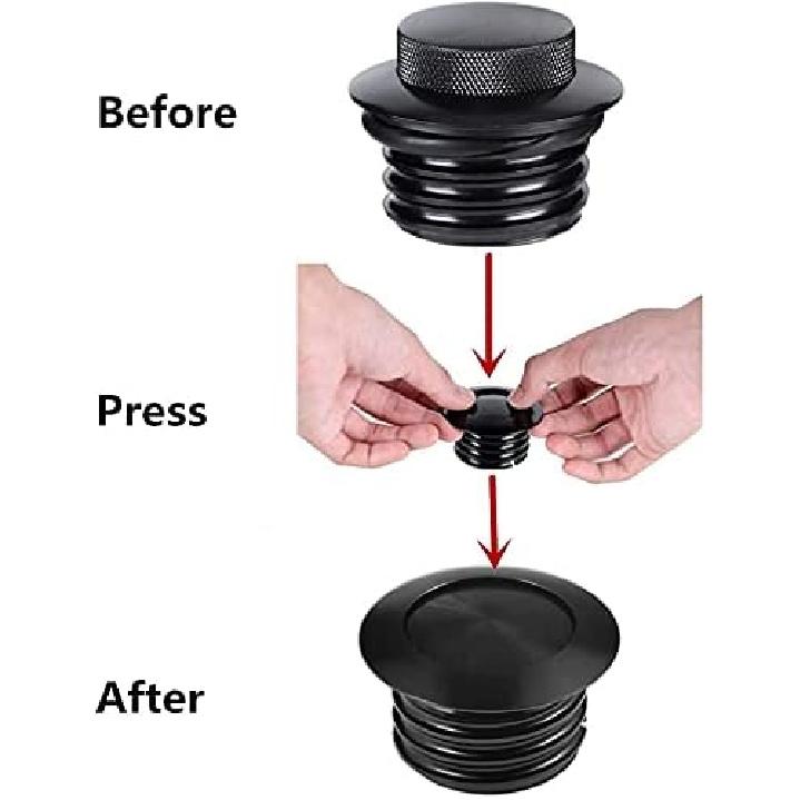 Tampa de Tanque de Combustível Pop-up Harley Flush, tampa de combustível, Tampa de Tanque de Óleo de Combustível Harley-Davidson no Sentido Horário, Tampa de Combustível Pop-up Preta para Tanque de Combustível Ventilado 1982-2018