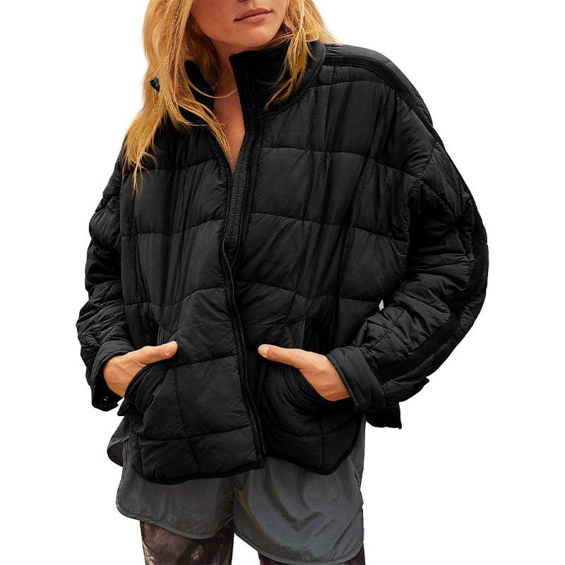 Women's Lightweight Down Coat Long Sleeve Full Zipper Oversized Packable Short Puffer Jackets