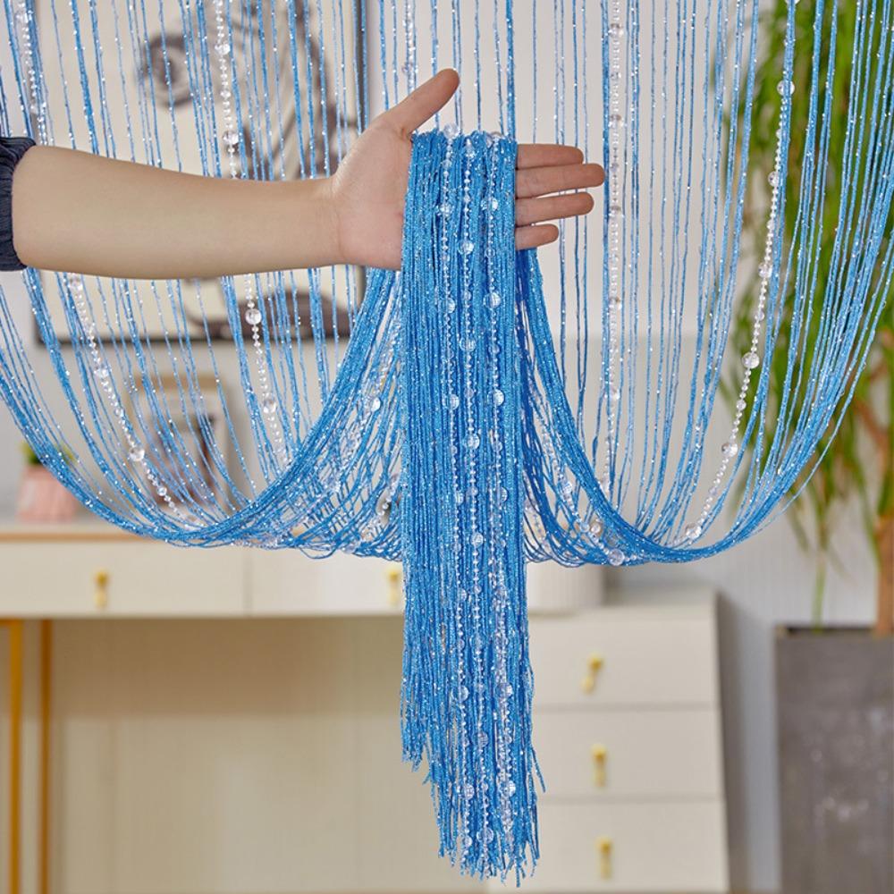 Room Divider Crystal Beads String Curtain Solid Color Tassel Window Curtain  Home Decor