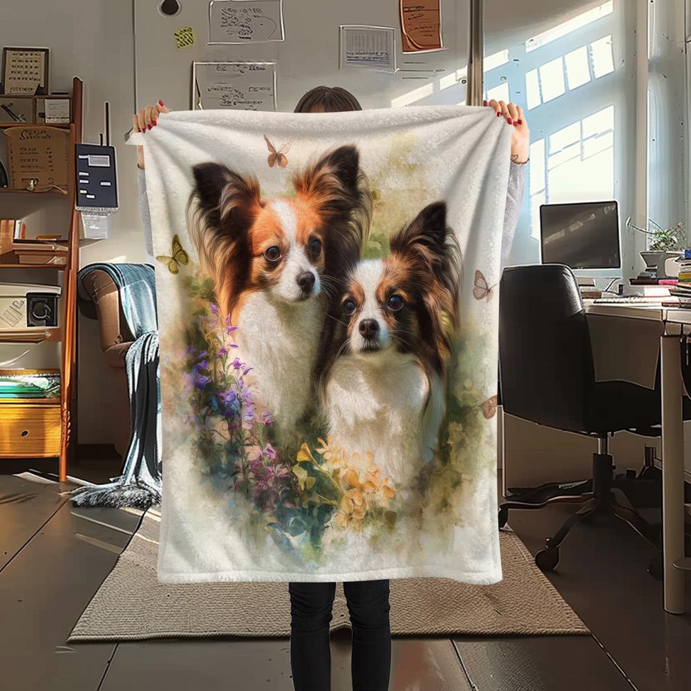 Krásná Papillon, vzorovaná flanelová deka, Vysoká kvalita, Pohodlná pro všechna roční období, Domácí dekorace, Teplo a pohodlí, Perfektní pro dárky.