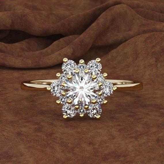 Delysia King Crystal Snowflake Gold Ring Wedding Luxury Jewelry For Women