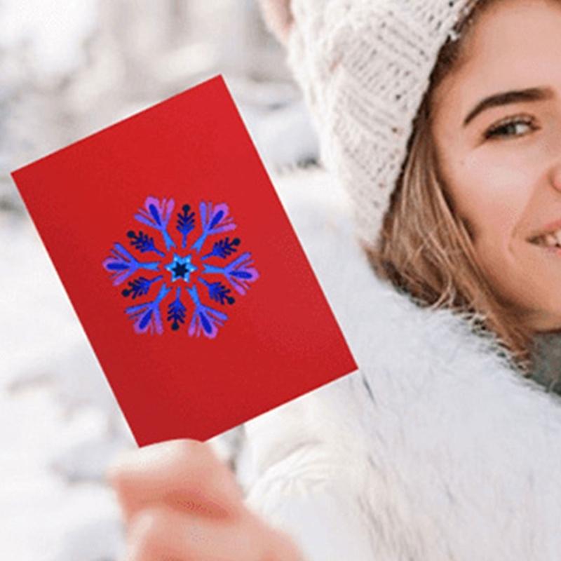 Festive Christmas Snowflake Pop up Card 3D Design with Vibrant Colors Christmas Greeting Card for Holiday