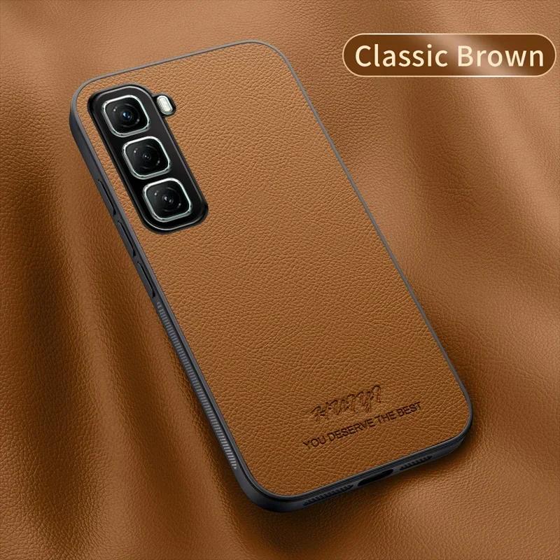 

Автомагнітний Шкіряний Захисний Чохол-накладка для Infinix HOT 50 Pro Plus 50I 4G 5G 40 Pro 40I Smart9 Smart8 TPU+PU Покриття з відчуттям шкіри For Smart9 коричневий