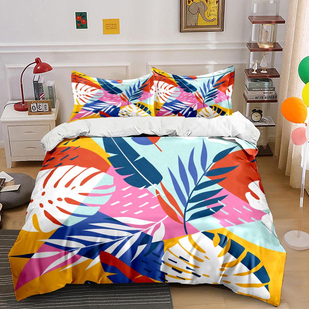 Tropical Leaf Print Bedding Set Bedding Duvet Cover Set Duvet Cover Pillowcases (1 * Duvet Cover 2 * Pillowcases, without duvet insert)