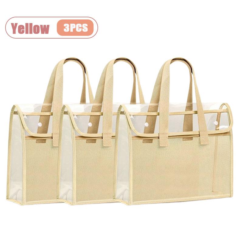 Thick Handled Document Folder Transparent Waterproof Durable Student Tutoring Paper Homework Book Storage Bag Organizer Pouch