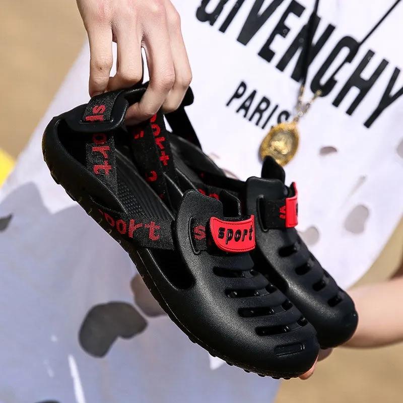 

Мужские летние сандалии, обувь с полыми отверстиями, уличная пляжная обувь, сандалии, индивидуальные полутапочки, мужские тапочки, шлепанцы 39 чёрный