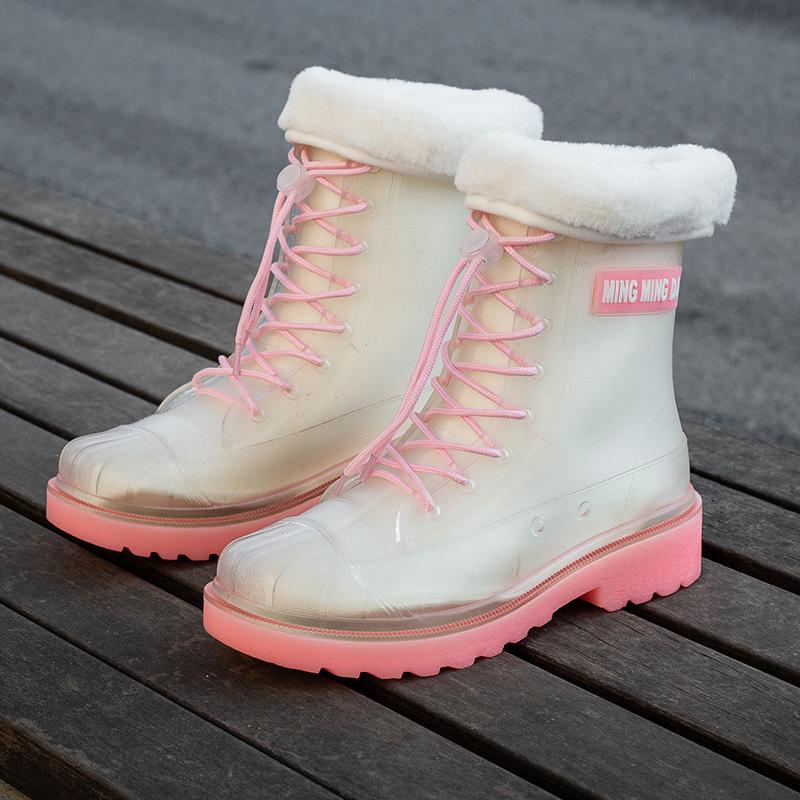 

Желейные водонепроницаемые дождевые сапоги - Женские прозрачные нескользящие короткие сапоги в корейском стиле, модные 38