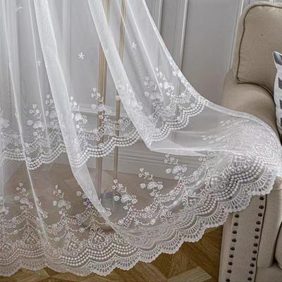 Rideaux en Tulle Transparent brodés, pour salon, Voile blanc Transparent, drapé de fenêtre, taille personnalisée
