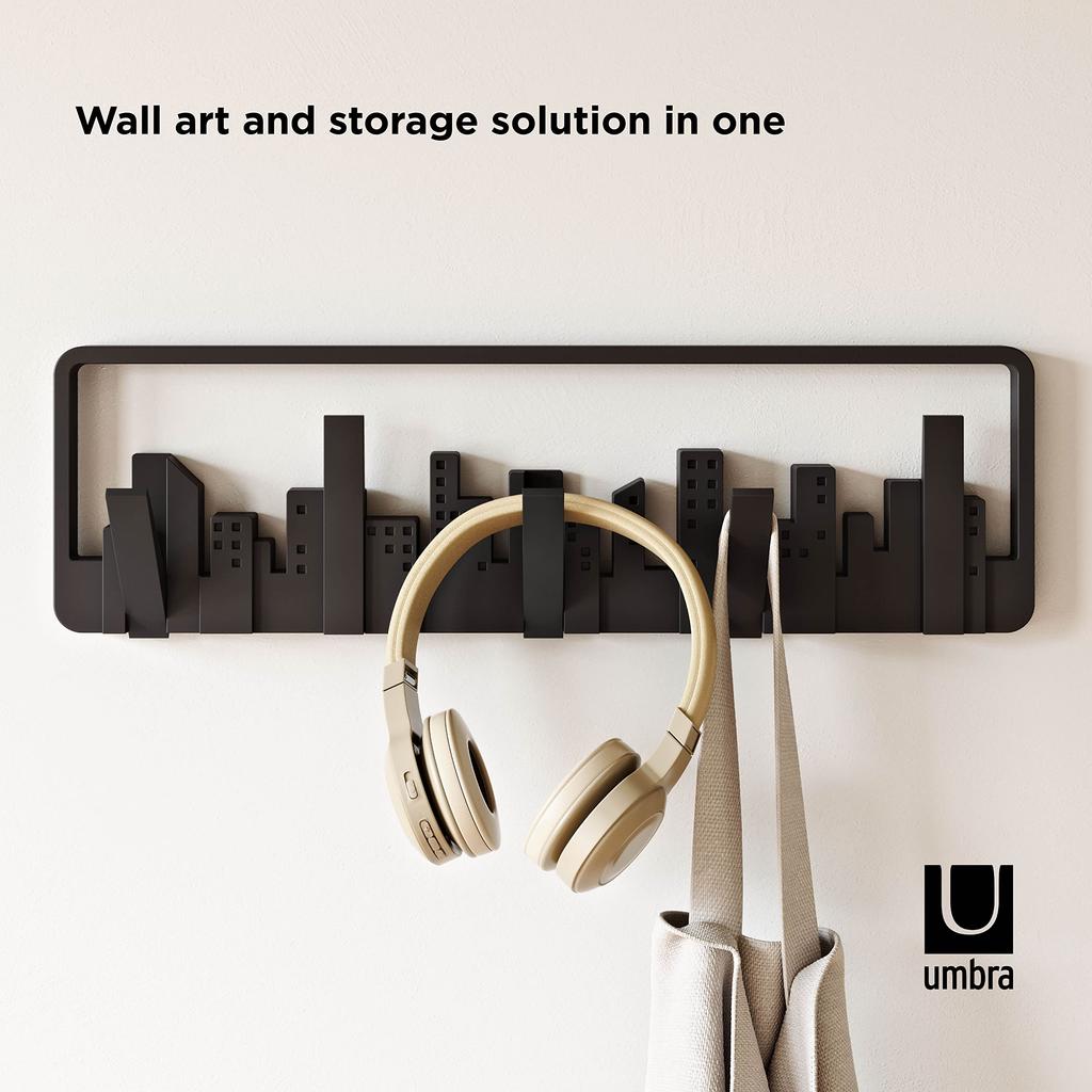 Umbra SKYLINE MULTI HOOK Wall Hook Hanger, Black, 2318190-040