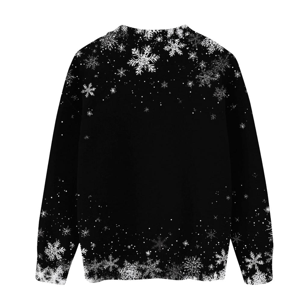 Women's Fashion Casual Long Sleeve Christmas Printed Round Neck Knitted Top