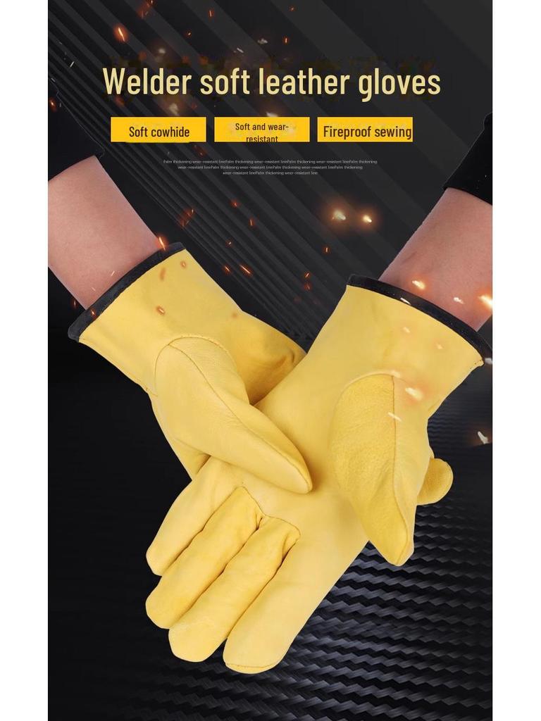 Mănuși de Sudură din Piele de Oaie cu Rezistență la Arc Argon - Respirabile, Rezistente la Uzură, Anti-Opărire, Izolație Flexibilă pentru Întreținerea Sudorului