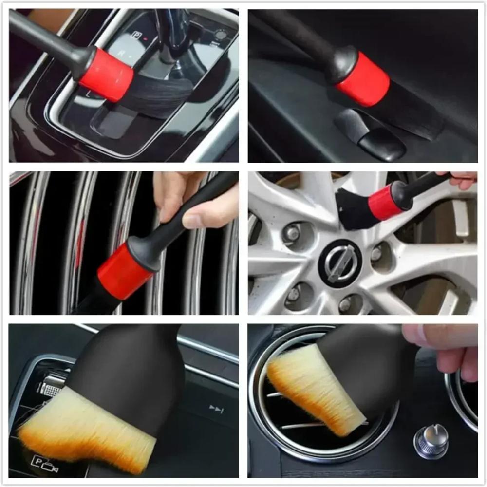 5Pcs Car Wash Care Detailing Brush Set,for Cleaning Wheels, Dashboards, Vents and more,Car Cleaning Brushes, Car Accessories