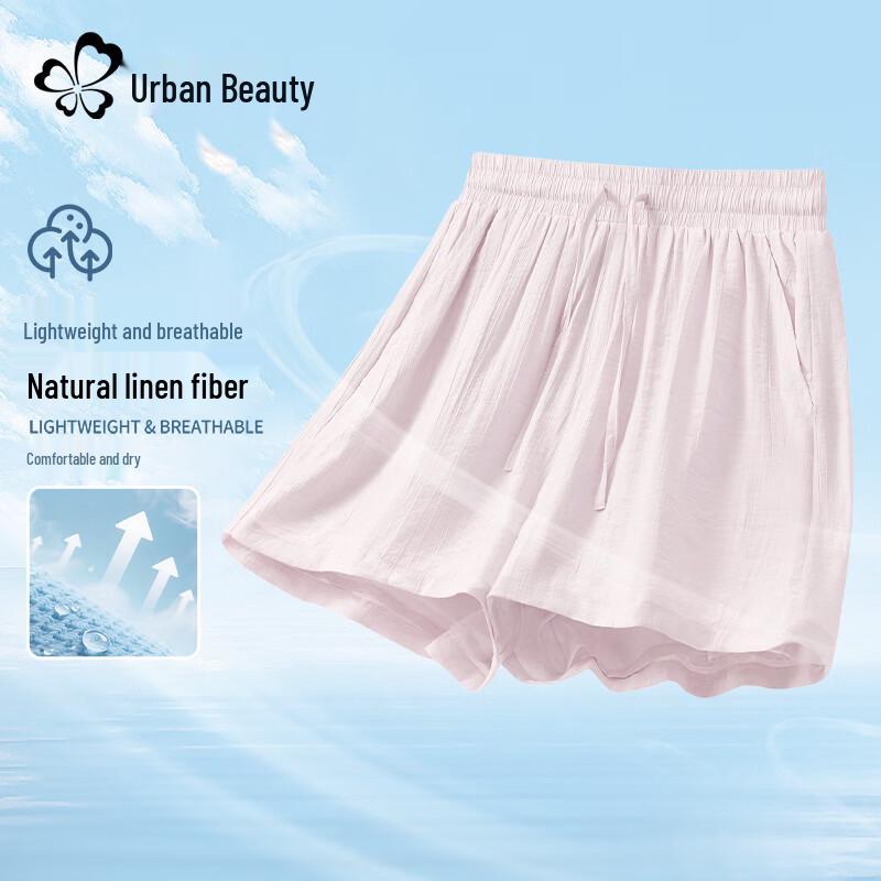 Women s Linen Blend High-Waist Sports Shorts L
