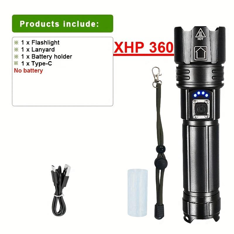 

50000LM XHP360 светодиодный сверхмощный фонарик Type-C перезаряжаемый светодиодный фонарь высокой мощности светодиодный фонарик для кемпинга дальнего действия портативное освещение A-Battery Not Included