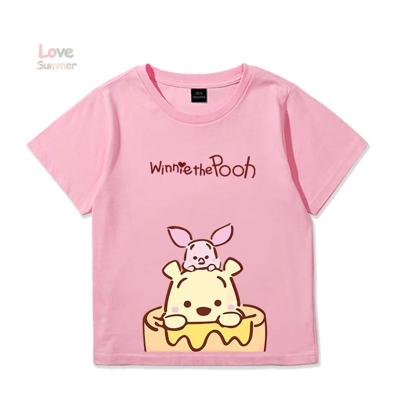 Kids T-Shirts Fashion Winnie Pooh Girls Boys Toddler Tee Casual Children Clothes Top Summer Bear Pattern Cool Funny Printed Short Sleeves