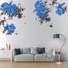 Blue Peony Flower Wall Sticker Self-adhesive Living Room Sofa Background Decoration Stickers Accessories Home Wall Decoration