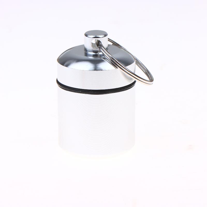 

Aluminum Alloy Pill Case Keychain Portable Waterproof Mini Storage Container For Pills Earplugs And Small Items серебряный
