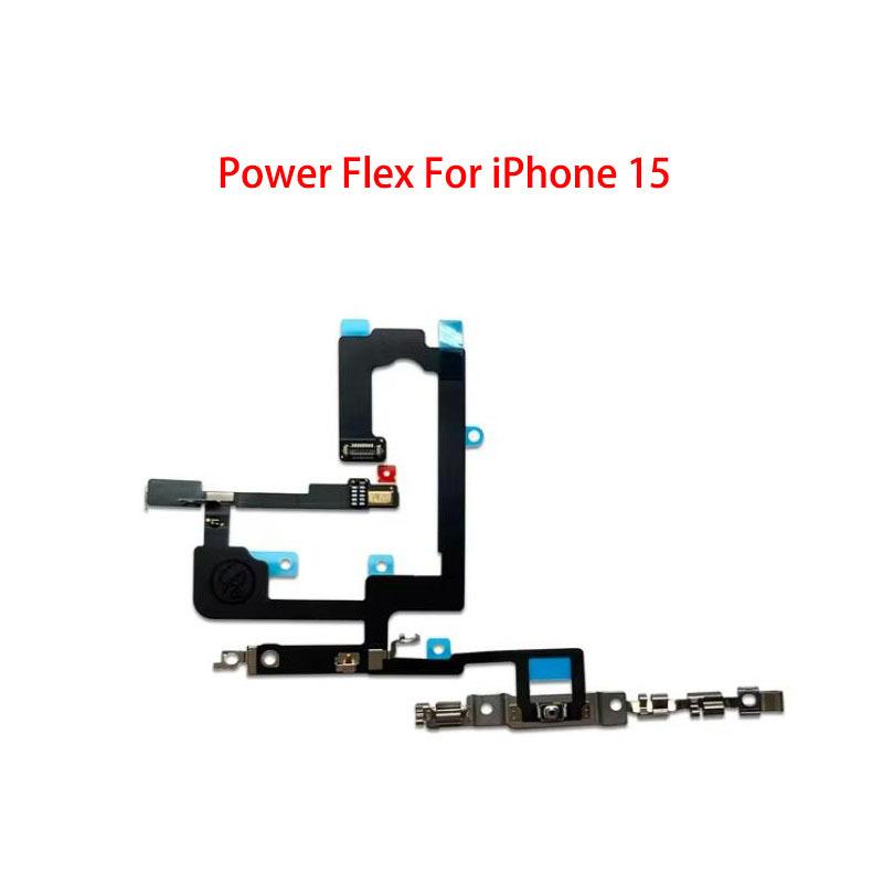 On Off Power Flex Cable with Metal For iPhone 15 Plus Pro Max Volume Switch Button Key Parts 15 Plus Power Flex