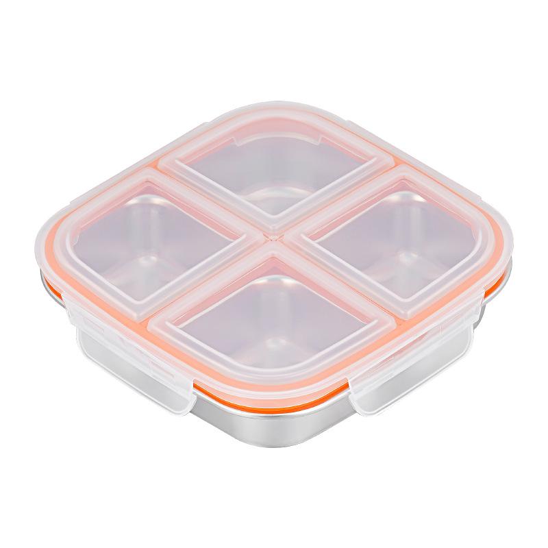 304 Stainless Steel Multi-Compartment Bento Box, Leak-Proof, Includes 3 or 4 Grid Options