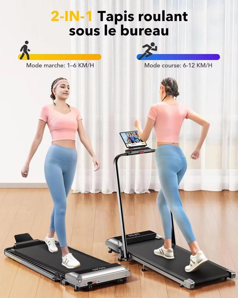 2026 New Treadmill  TP2 2-in-1 Foldable Treadmill for Home 12km/h Speed, 7% Incline, 2.5HP Motor, Dual LED Display, App Control & Speaker