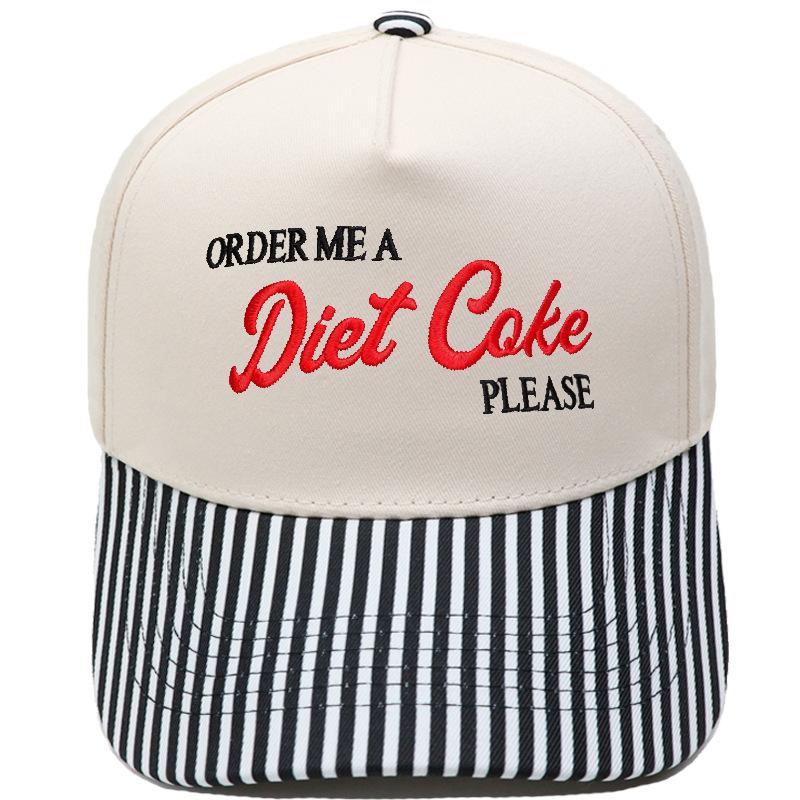 Diet Coke Embroidery Color Matching Truck Driver Baseball Cap Fun Men's and Women's Casual Shade Dad Hat
