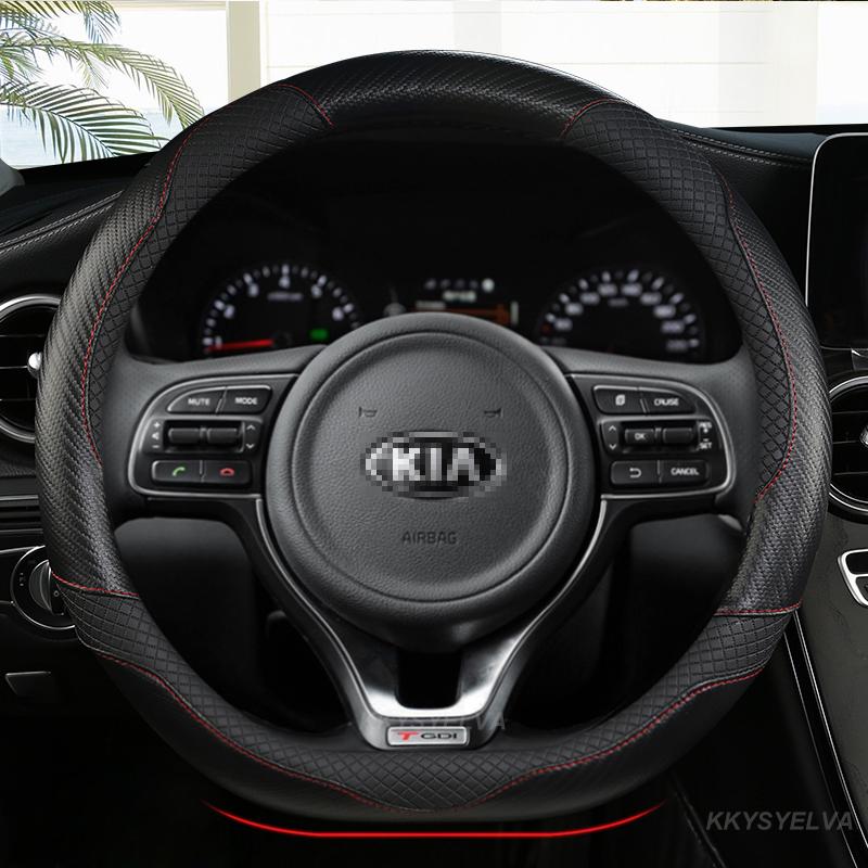 Housse de Volant de Voiture en Cuir PU pour Kia Ceed Sportage Picanto Cerato Seltos Soul Stonic Stinger Rio 3 4 5 Accessoires Auto